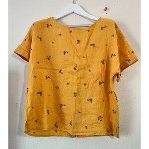 Cynthia Rowley Mustard Yellow Floral Blouse